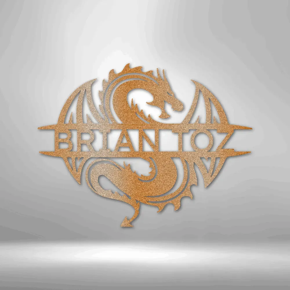 Celtic Dragon Monogram - Custom Steel Sign
