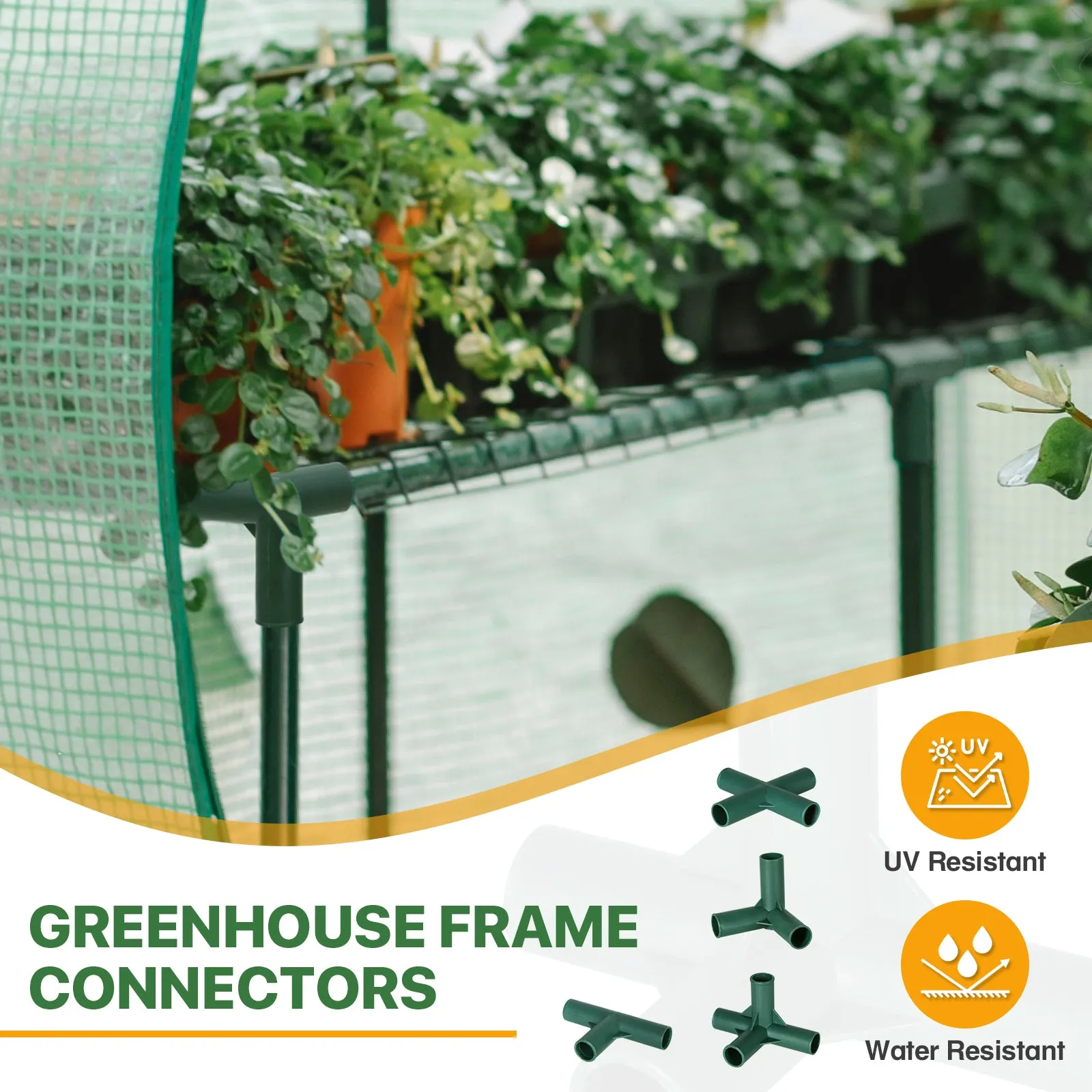 EAGLE PEAK Pack of 16pcs 4 Types Greenhouse Frame Connectors 0.63 in, PVC Pipe Joint for Flower Stands Gardening Frame Construction