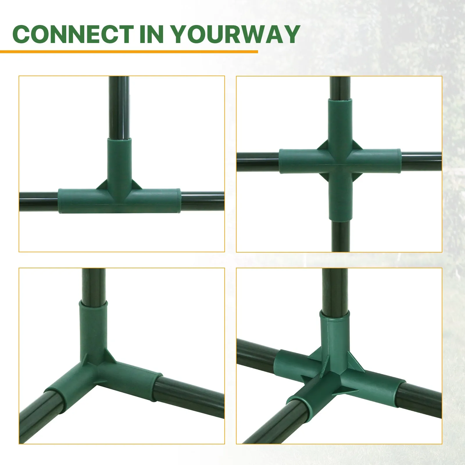 EAGLE PEAK Pack of 16pcs 4 Types Greenhouse Frame Connectors 0.63 in, PVC Pipe Joint for Flower Stands Gardening Frame Construction