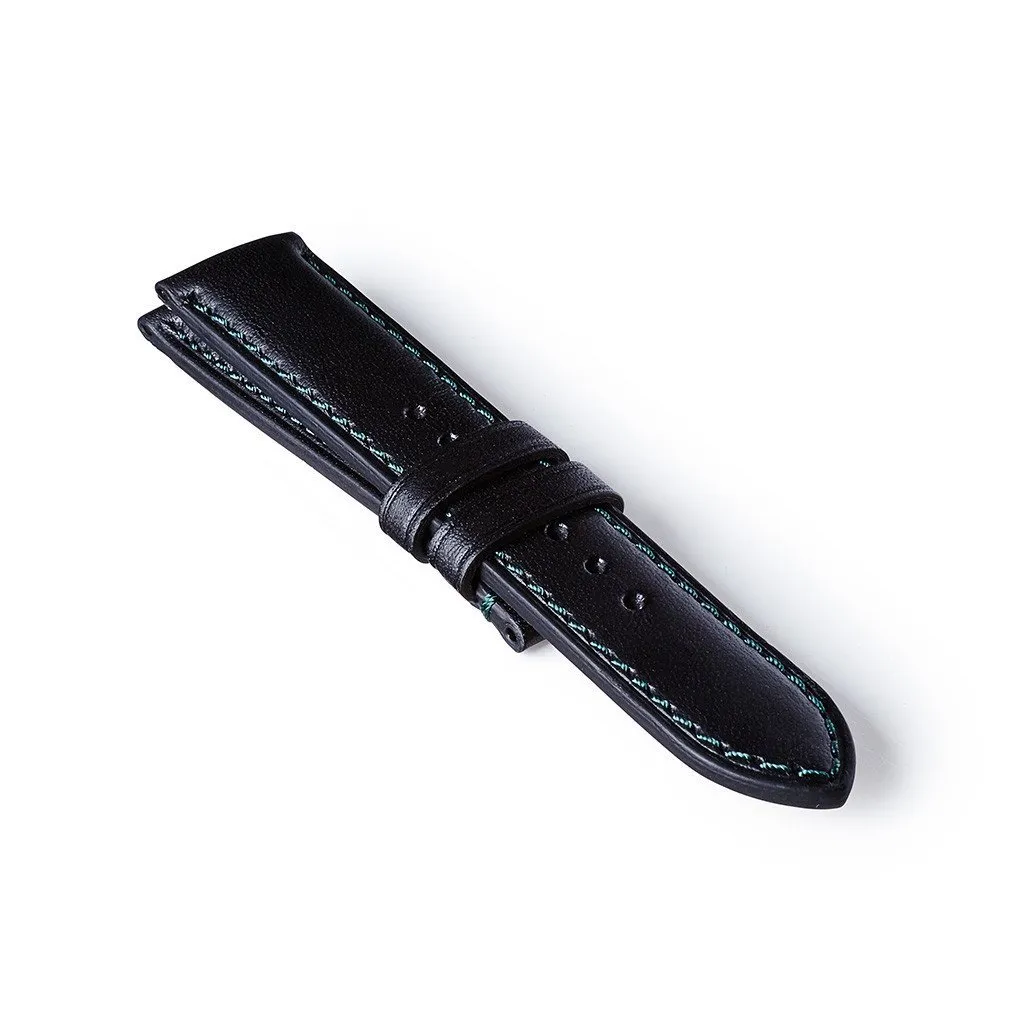 Leather Strap - Black/Green