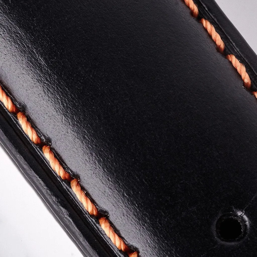 Leather Strap - Black/Orange