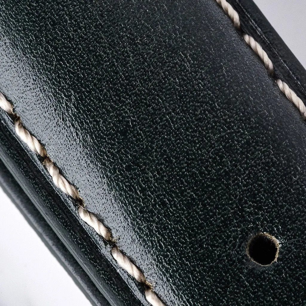 Leather Strap - Green/White