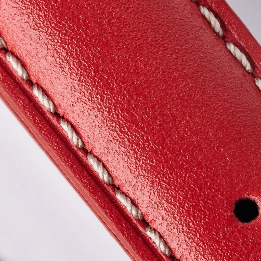 Leather Strap - Red/White